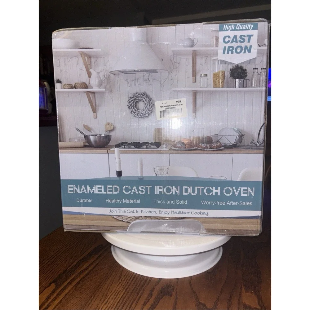 6 Quart Enameled Cast Iron Dutch Oven for Sourdough Bread‎ with Dual Handles...